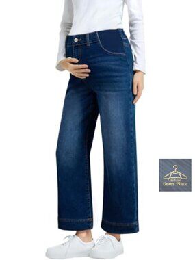 Maternity High Waisted Wide Leg Jeans Pregnancy Pants
